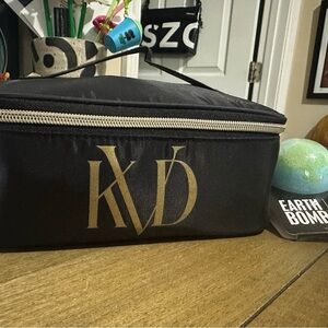 Kat Von D Black and Gold Cosmetic Bag FILLED with deluxe and regular samples!!!